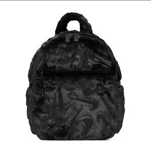 Nike Black Faux Fur Backpack with Subtle Swoosh Texture